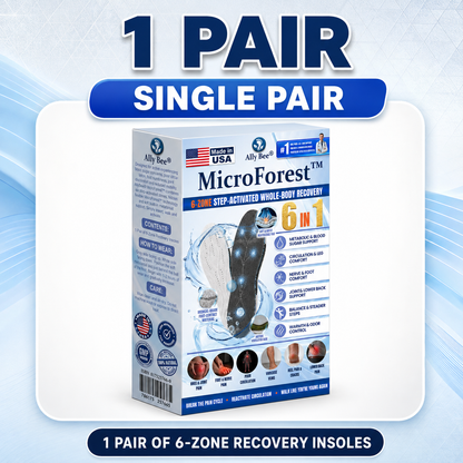 AllyBee® MicroForest™ BioBalance 6-Zone Wellness Insoles — Metabolism, Circulation, Nerves, Joints, Lower Back & Balance Support