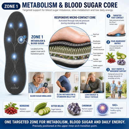 AllyBee® MicroForest™ BioBalance 6-Zone Wellness Insoles — Metabolism, Circulation, Nerves, Joints, Lower Back & Balance Support
