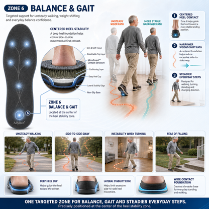AllyBee® MicroForest™ BioBalance 6-Zone Wellness Insoles — Metabolism, Circulation, Nerves, Joints, Lower Back & Balance Support